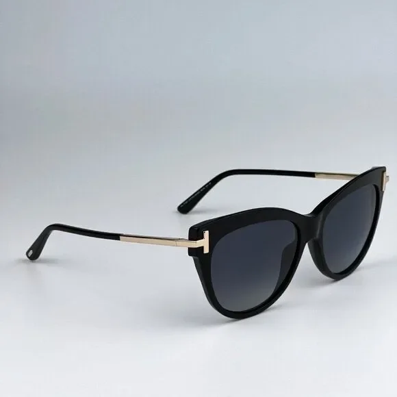 NEW Tom Ford FT0821/S KIRA 01D Black Polarized Gradient Cat Eye Women Sunglasses